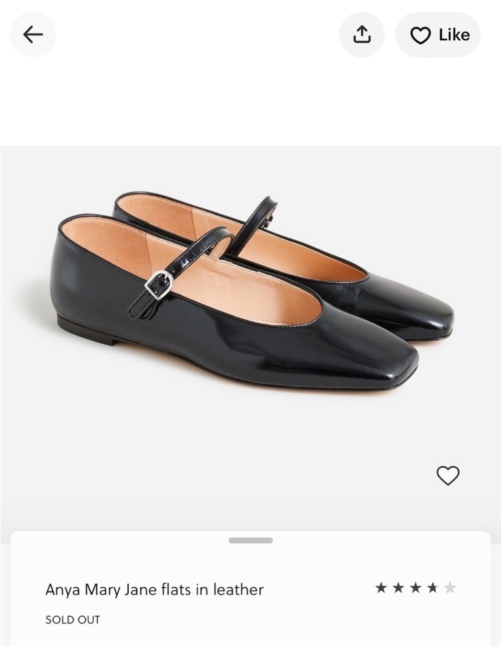 J Crew Anya Square Toe Mary Jane Patent Leather Flats